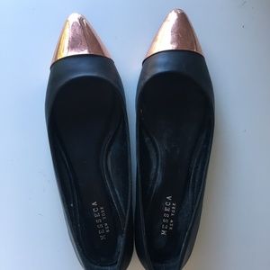 Messeca NY Black flats with pointy metal toe